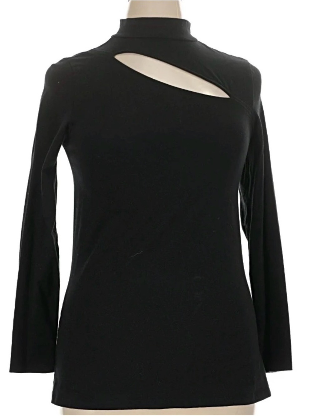torrid Black Long Sleeve Mock Neck Top with Diagonal Cutout